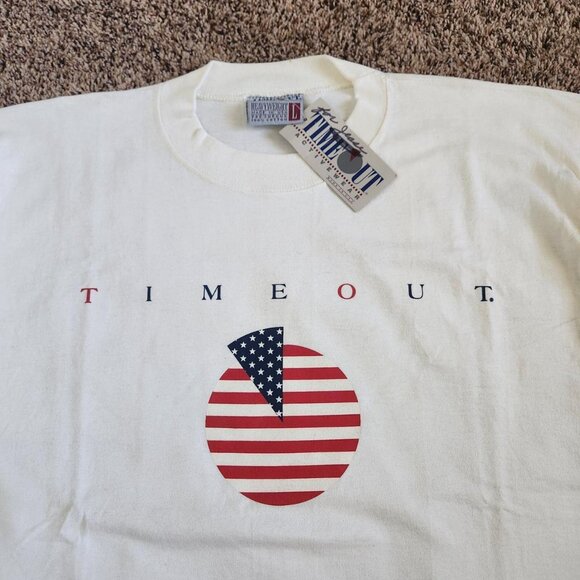 American Flag Graphic Tee Relaxed Oversized Fit Vintage White - Picture 2 of 4